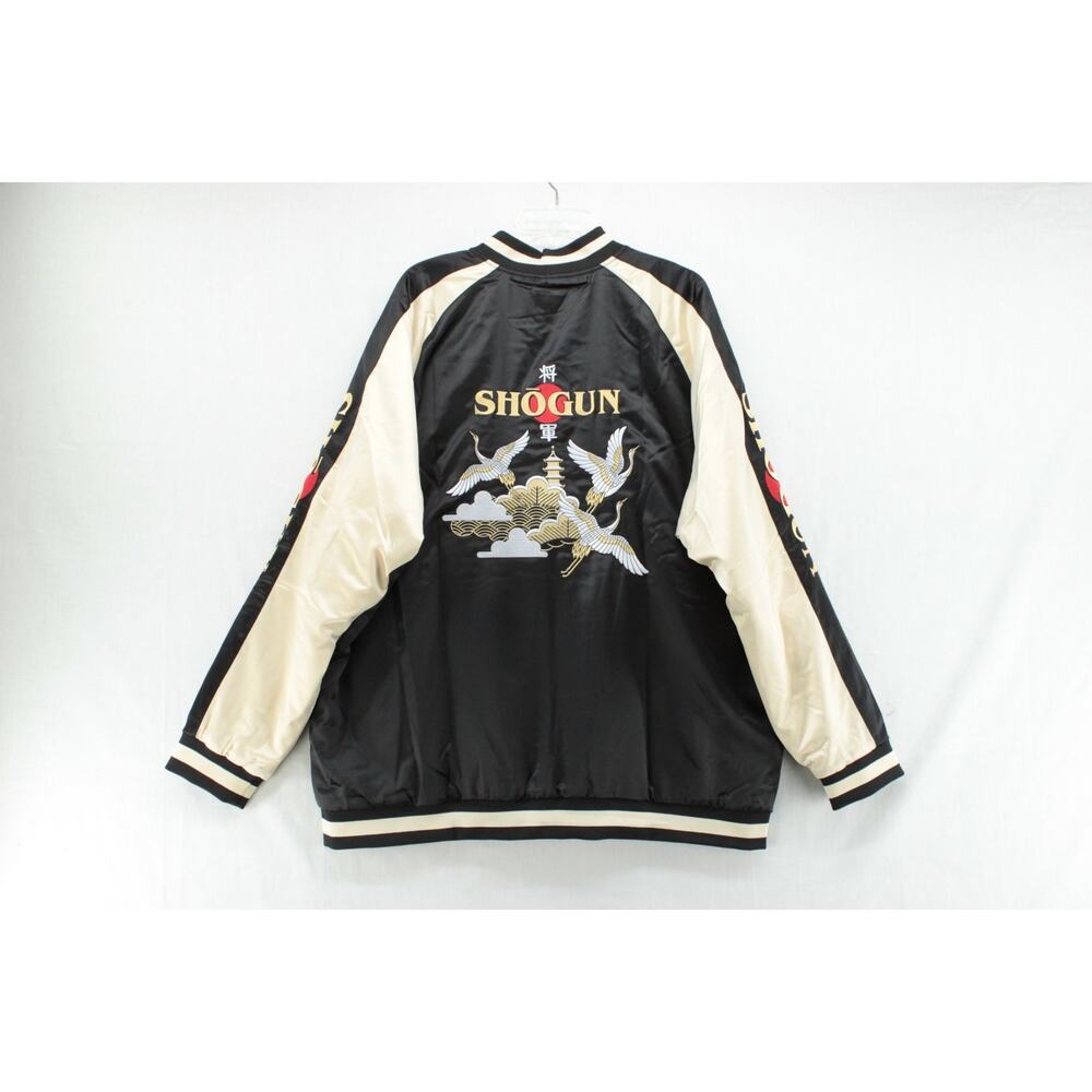 SHOGUN Bomber Jacket Men's 2XL Black Beige Embroidered Diamond quilted lining